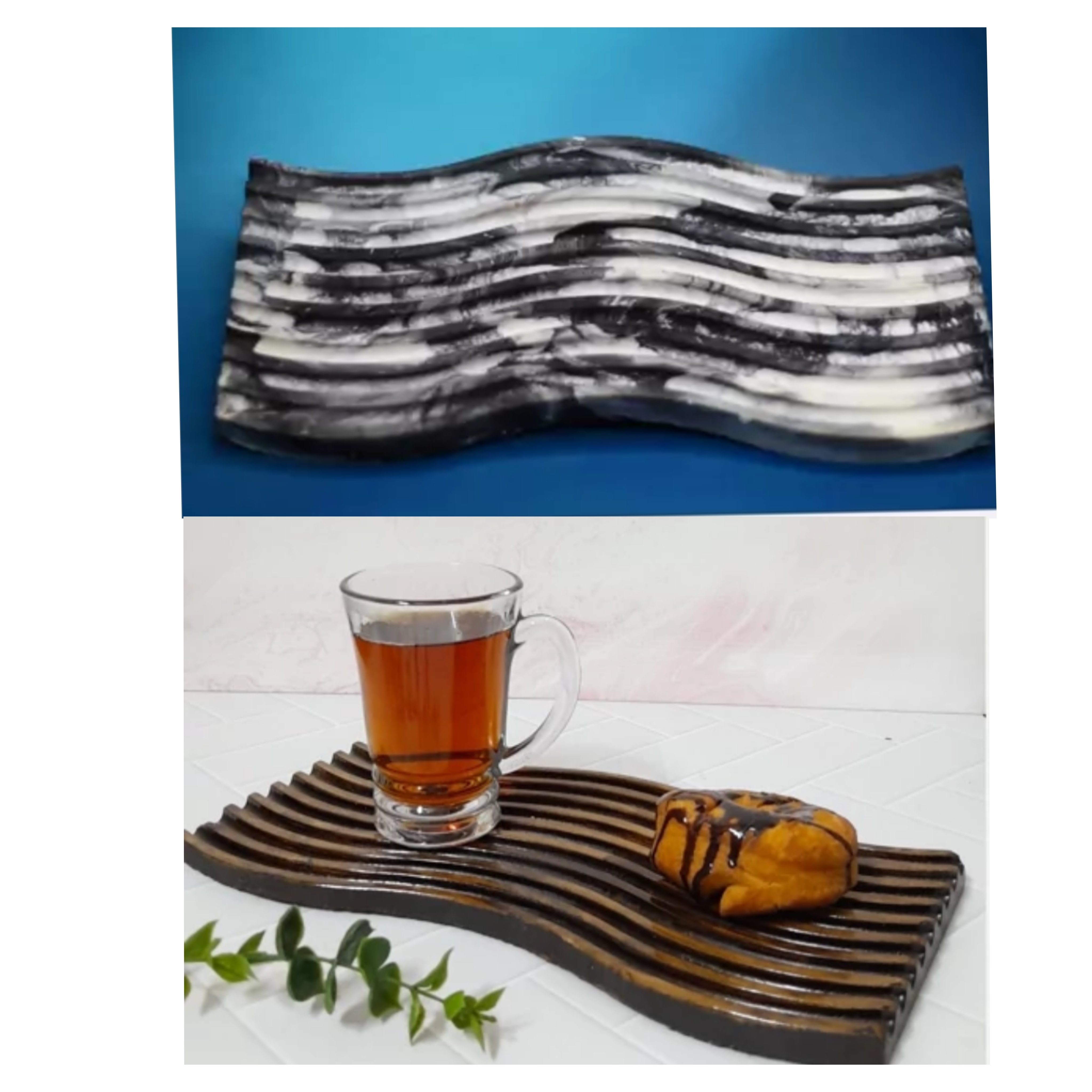سینی موج دار سنگ مصنوعی در رنگ دلخواه